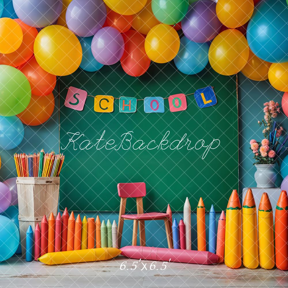 Kate Retour à l'école Crayons Tableau noir Toile de fond conçue par Emetselch - Kate Backdrop FR
