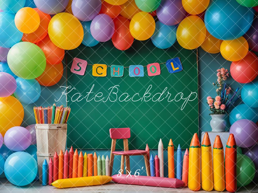 Kate Retour à l'école Crayons Tableau noir Toile de fond conçue par Emetselch - Kate Backdrop FR