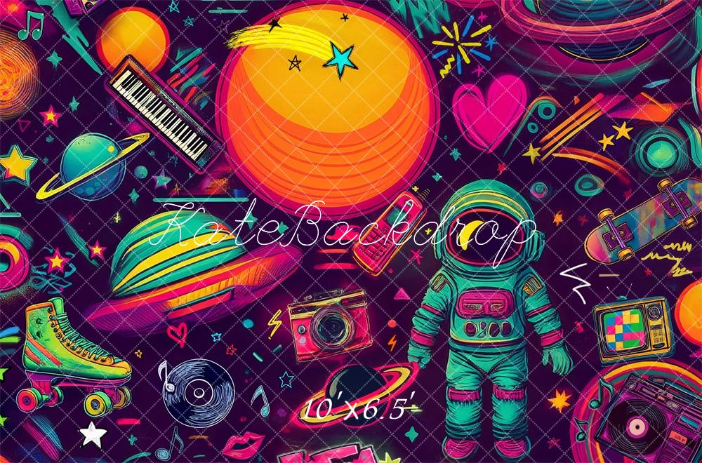 Kate Rétro Années 90 Graffiti Collage Toile de fond conçue par Mandy Ringe - Kate Backdrop FR