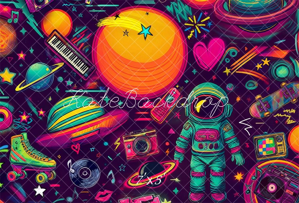 Kate Rétro Années 90 Graffiti Collage Toile de fond conçue par Mandy Ringe - Kate Backdrop FR