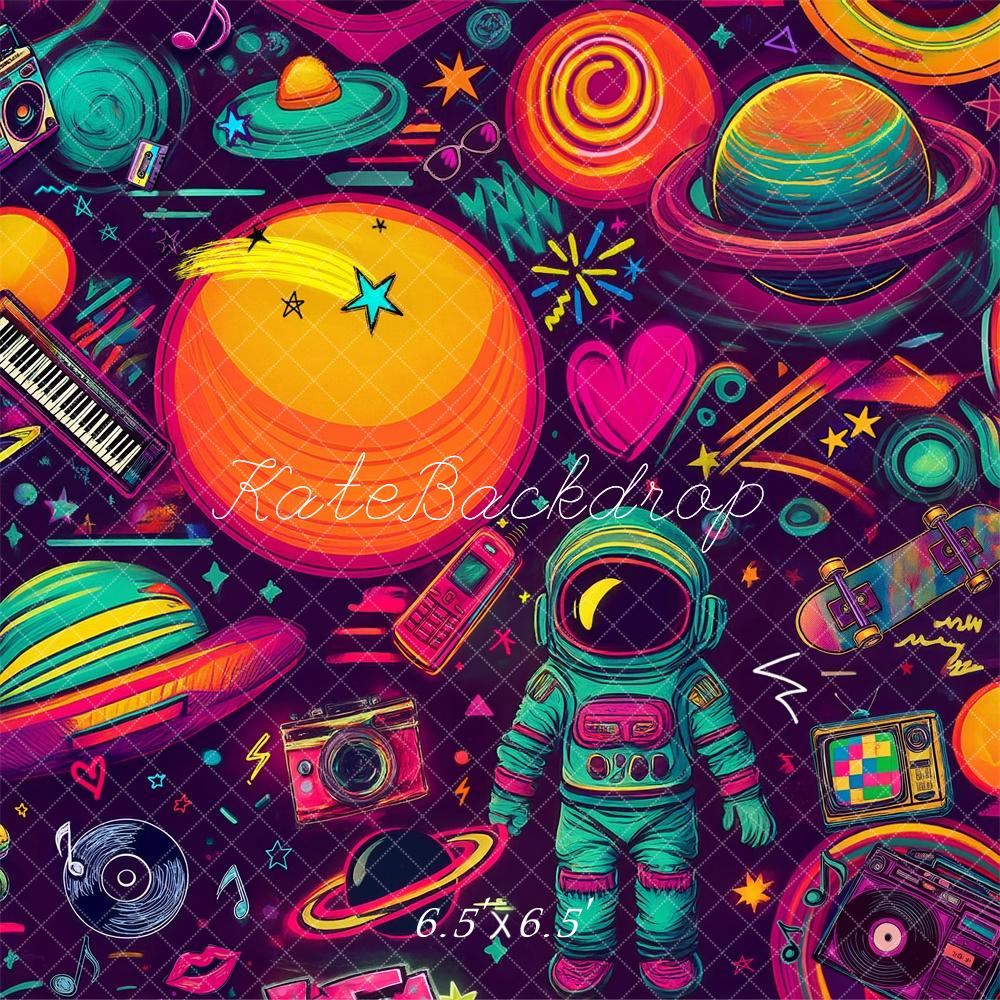 Kate Rétro Années 90 Graffiti Collage Toile de fond conçue par Mandy Ringe - Kate Backdrop FR