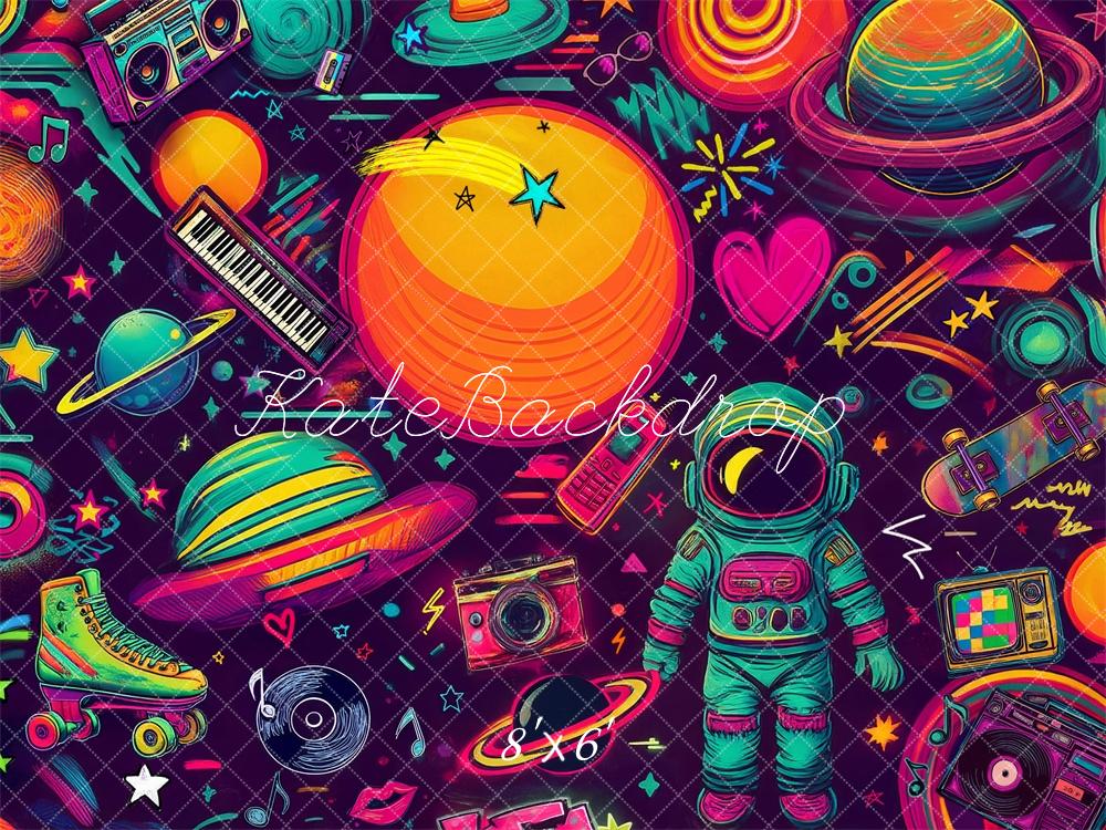 Kate Rétro Années 90 Graffiti Collage Toile de fond conçue par Mandy Ringe - Kate Backdrop FR