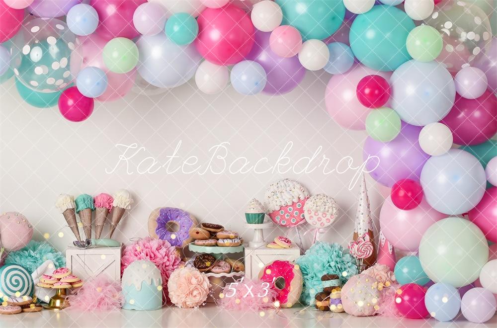 Kate Donut Bonbons Crème glacée Anniversaire Toile de fond conçue par Mandy Ringe - Kate Backdrop FR