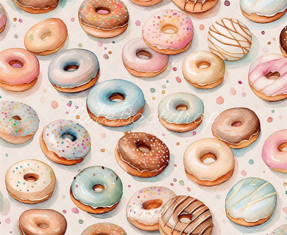 Kate Aquarelle Beignets Donuts Enfant Toile de fond conçue par Mandy Ringe - Kate Backdrop FR