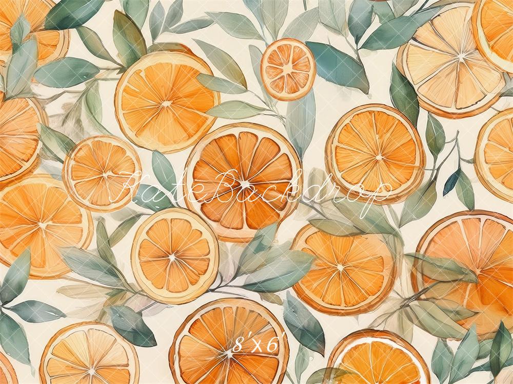 Kate Aquarelle Oranges Enfant Toile de fond conçue par Mandy Ringe - Kate Backdrop FR