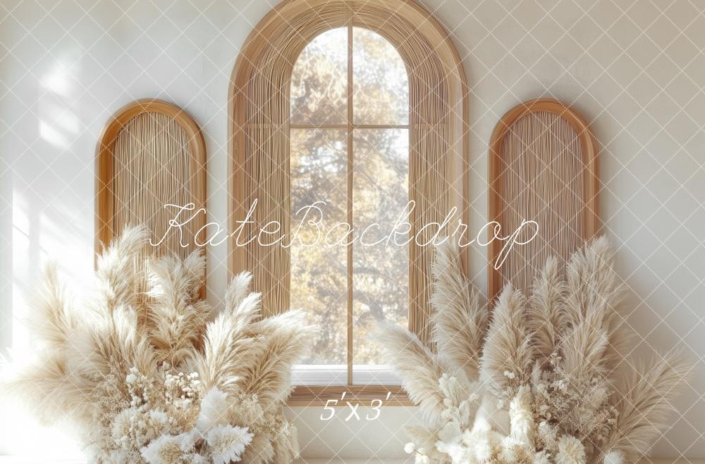 Kate Bohème Arche Fenêtre Herbe des Pampas Toile de fond conçue par Mini MakeBelieve - Kate Backdrop FR