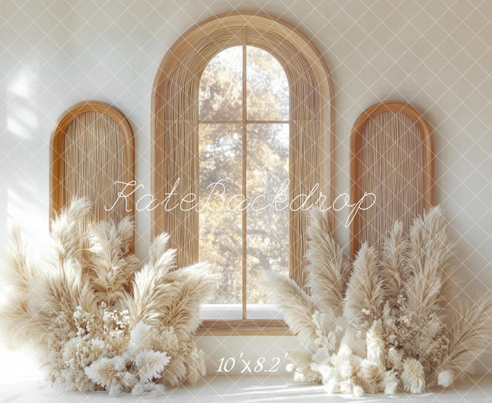Kate Bohème Arche Fenêtre Herbe des Pampas Toile de fond conçue par Mini MakeBelieve - Kate Backdrop FR
