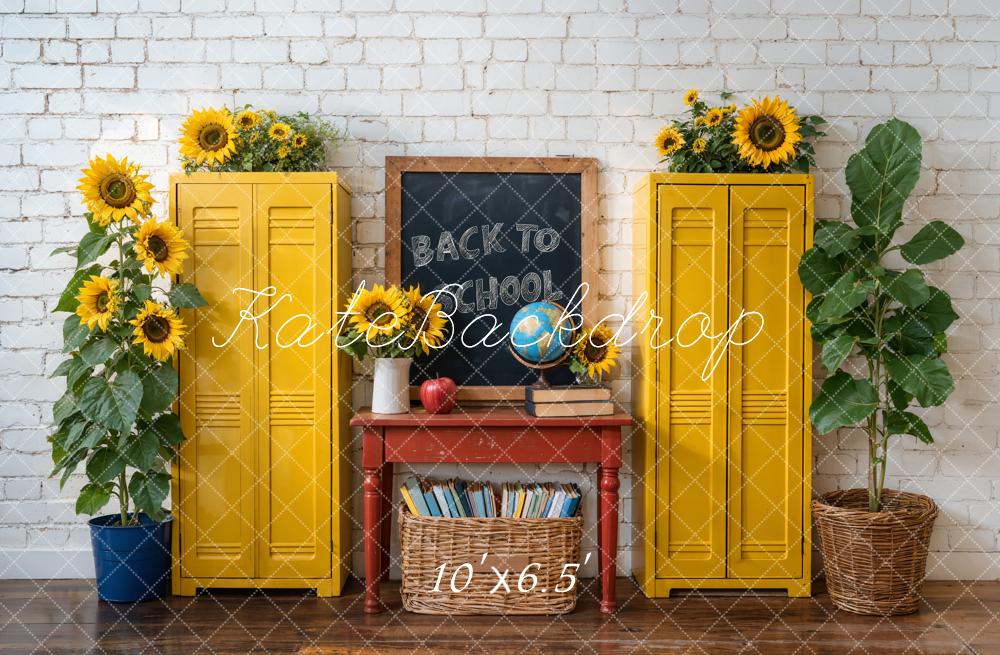 Kate Retour à l'école Casiers Tournesols Toile de fond conçue par Emetselch - Kate Backdrop FR