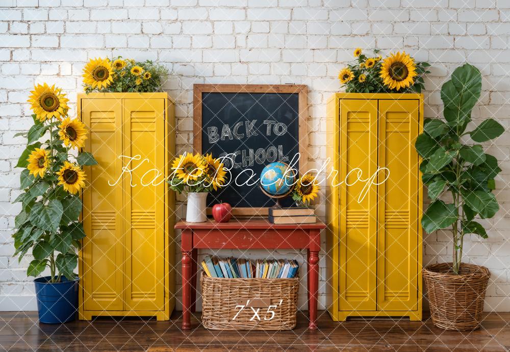 Kate Retour à l'école Casiers Tournesols Toile de fond conçue par Emetselch - Kate Backdrop FR