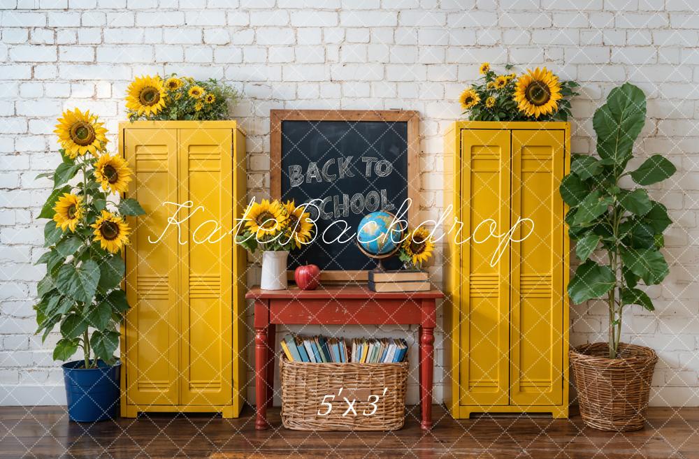 Kate Retour à l'école Casiers Tournesols Toile de fond conçue par Emetselch - Kate Backdrop FR