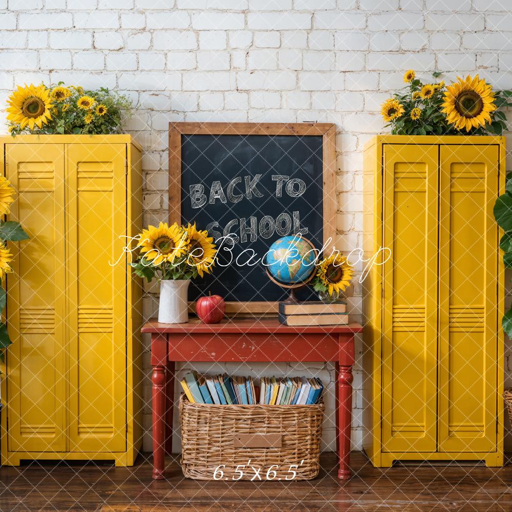 Kate Retour à l'école Casiers Tournesols Toile de fond conçue par Emetselch - Kate Backdrop FR