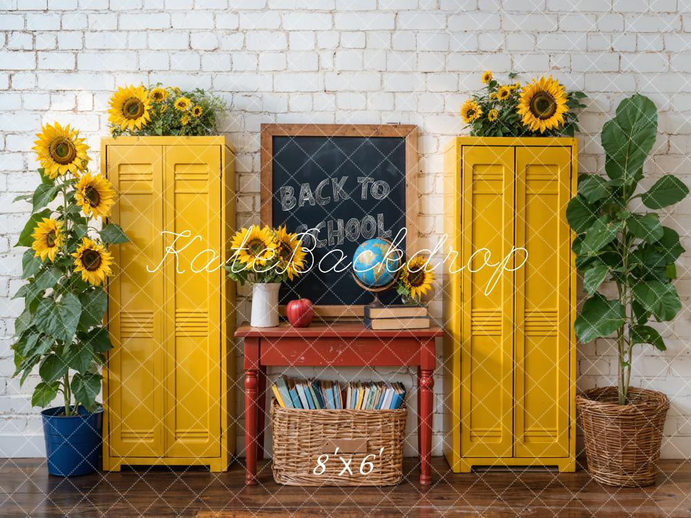 Kate Retour à l'école Casiers Tournesols Toile de fond conçue par Emetselch - Kate Backdrop FR