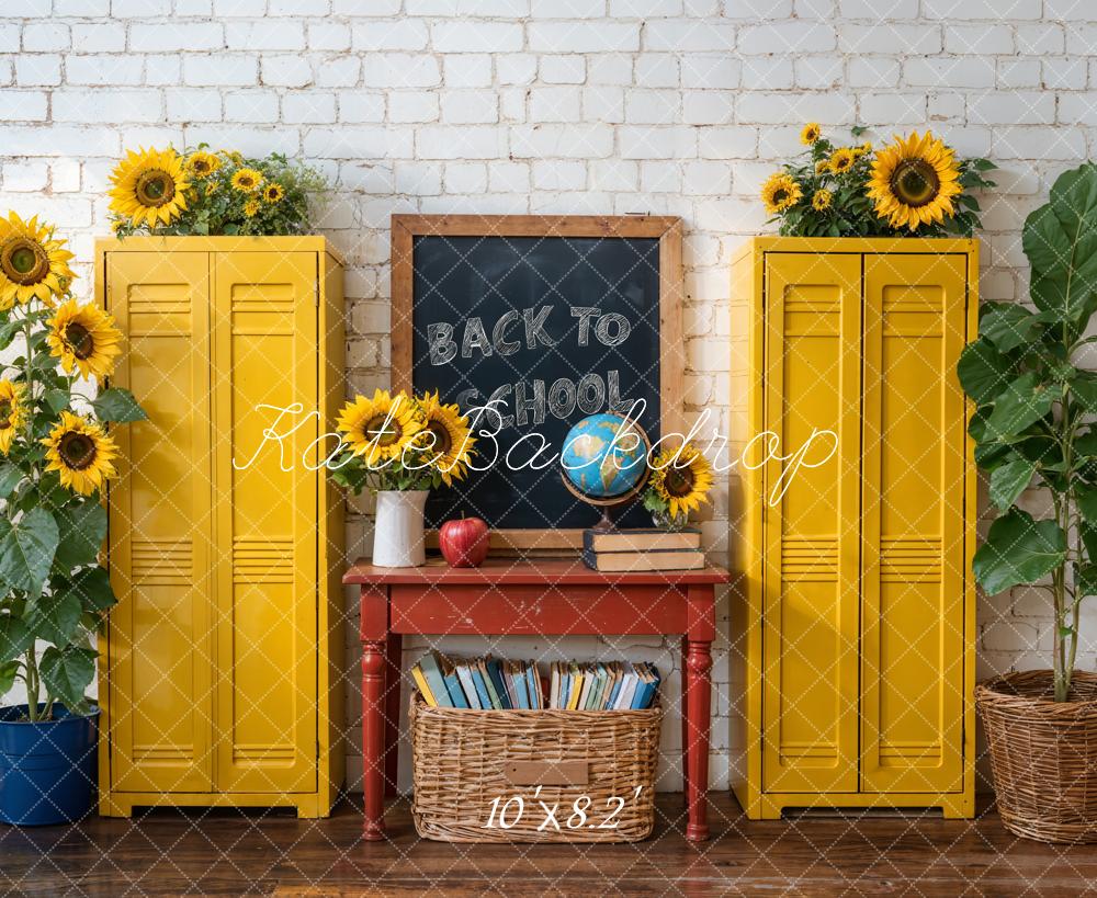 Kate Retour à l'école Casiers Tournesols Toile de fond conçue par Emetselch - Kate Backdrop FR