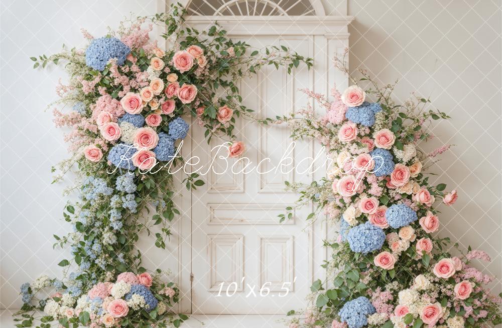 Kate Printemps Fleurs Porte Blanc Élégant Toile de fond conçue par Emetselch - Kate Backdrop FR