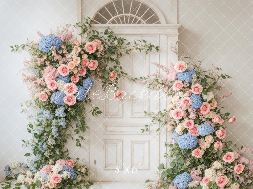 Kate Printemps Fleurs Porte Blanc Élégant Toile de fond conçue par Emetselch - Kate Backdrop FR