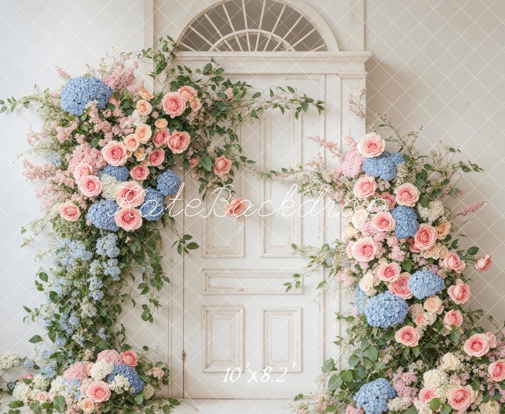 Kate Printemps Fleurs Porte Blanc Élégant Toile de fond conçue par Emetselch - Kate Backdrop FR