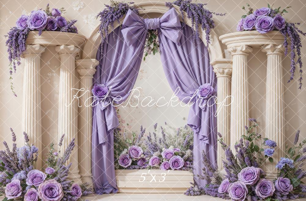 Kate Lavande Fleur Arche Colonnes Rétro Toile de fond conçue par Emetselch - Kate Backdrop FR