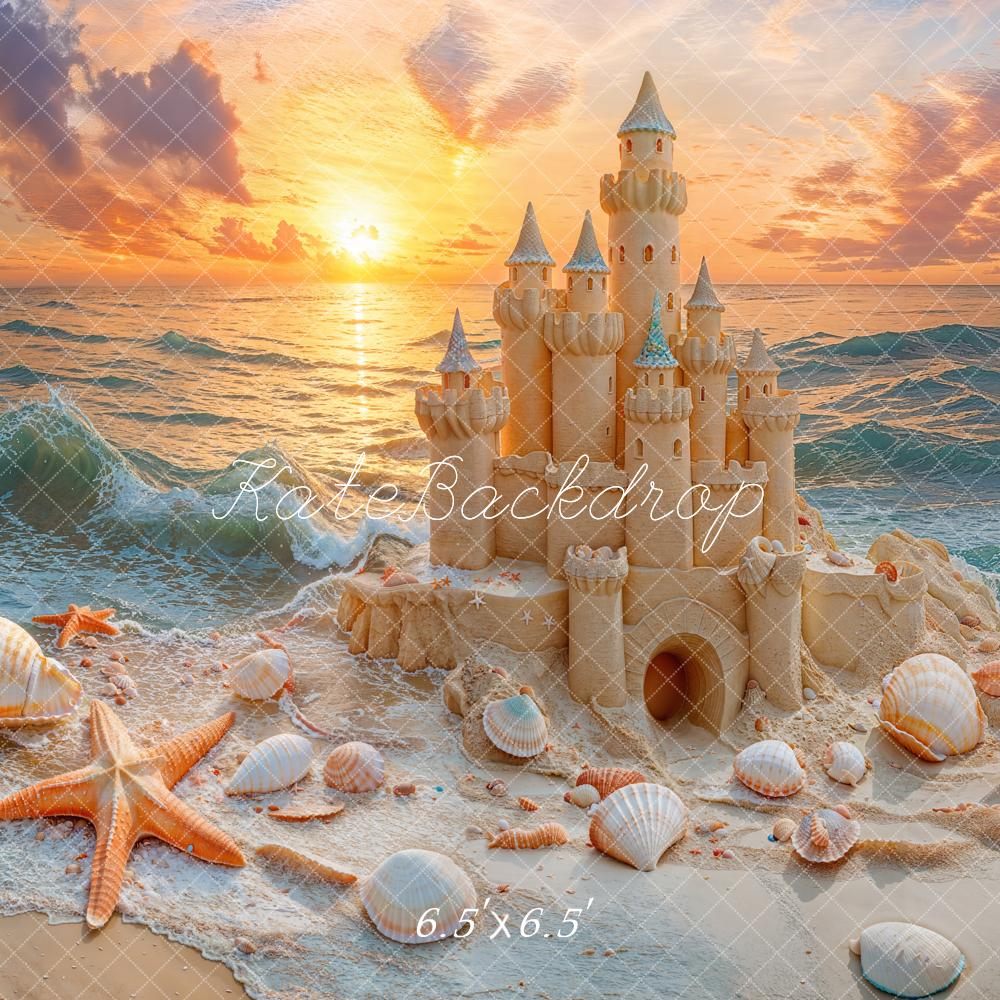 Kate Plage Château de Sable Étoile de mer Toile de fond conçue par Emetselch - Kate Backdrop FR