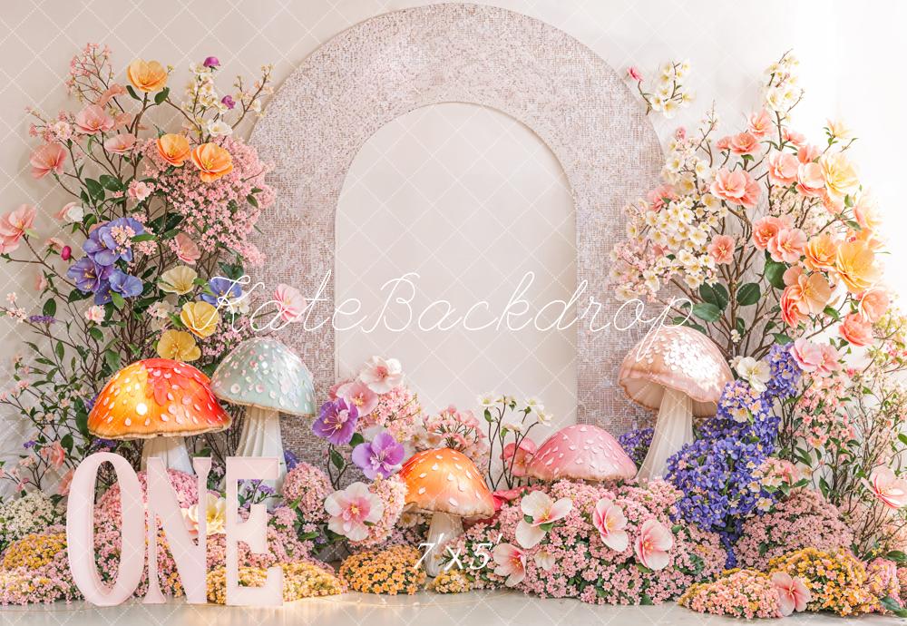 Kate 1er Anniversaire Floral Champignon Arche Toile de fond conçue par Emetselch - Kate Backdrop FR