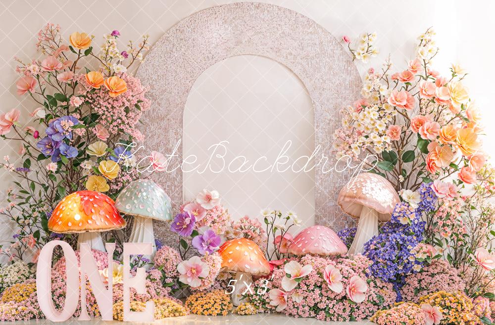 Kate 1er Anniversaire Floral Champignon Arche Toile de fond conçue par Emetselch - Kate Backdrop FR