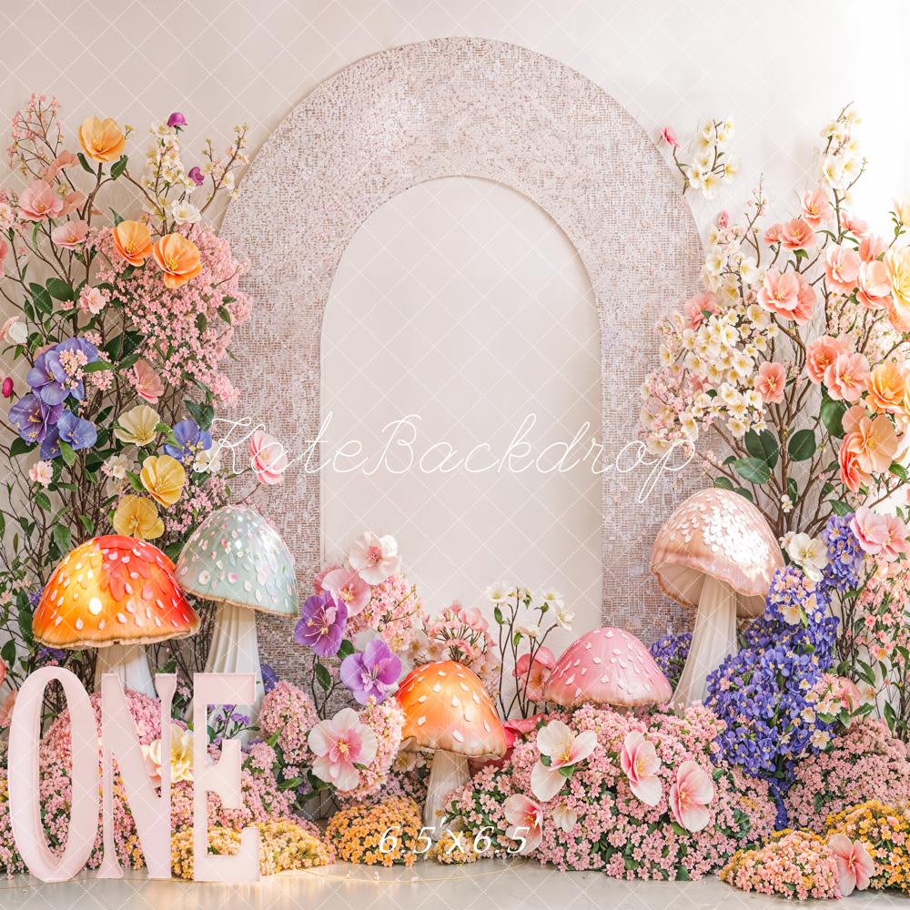 Kate 1er Anniversaire Floral Champignon Arche Toile de fond conçue par Emetselch - Kate Backdrop FR