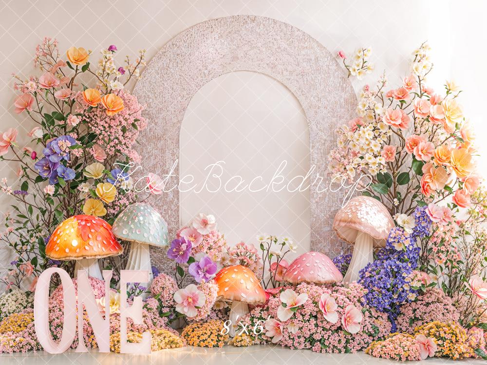 Kate 1er Anniversaire Floral Champignon Arche Toile de fond conçue par Emetselch - Kate Backdrop FR