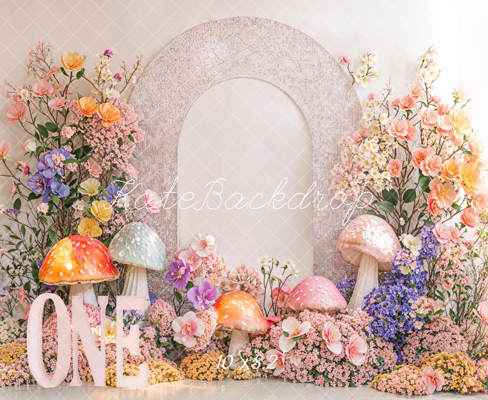 Kate 1er Anniversaire Floral Champignon Arche Toile de fond conçue par Emetselch - Kate Backdrop FR