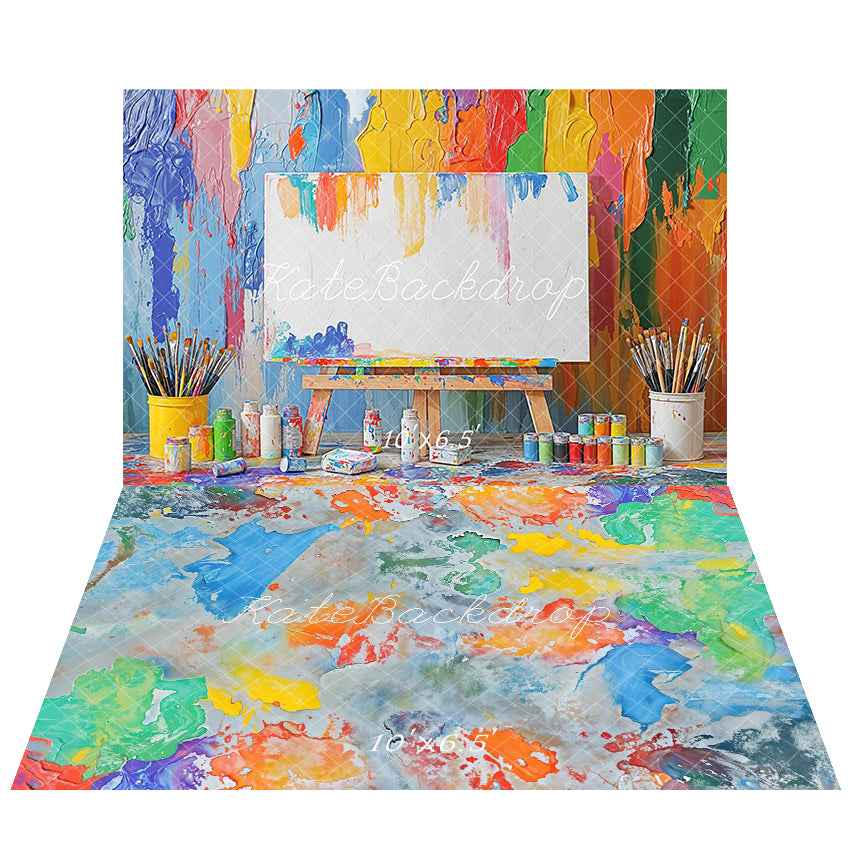 Kate Art Peinture Coloré Enfant Toile de fond+Abstrait Peinture Coloré Sol Toile de fond - Kate Backdrop FR