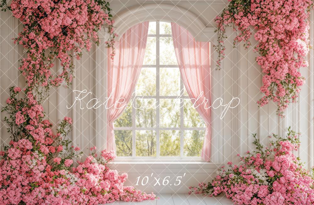 Kate Printemps Fleurs Fenêtre Rose Toile de fond conçue par Emetselch - Kate Backdrop FR