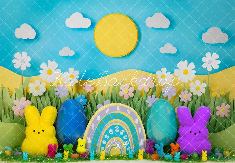 Kate Pâques Lapin Arc-en-ciel Cake Smash Toile de fond conçue par Mini MakeBelieve - Kate Backdrop FR