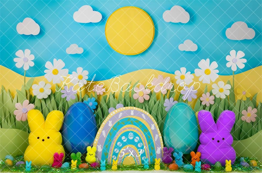 Kate Pâques Lapin Arc-en-ciel Cake Smash Toile de fond conçue par Mini MakeBelieve - Kate Backdrop FR