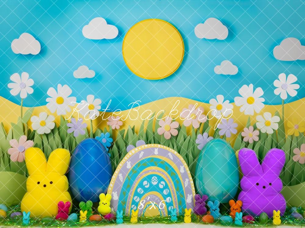 Kate Pâques Lapin Arc-en-ciel Cake Smash Toile de fond conçue par Mini MakeBelieve - Kate Backdrop FR