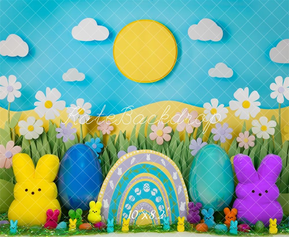 Kate Pâques Lapin Arc-en-ciel Cake Smash Toile de fond conçue par Mini MakeBelieve - Kate Backdrop FR