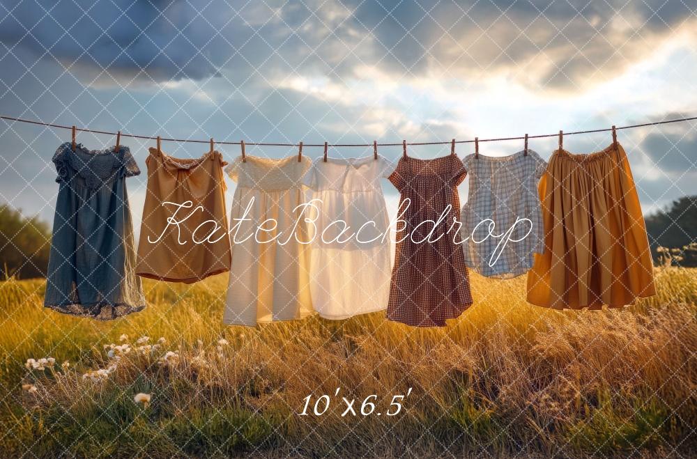 Kate Été Linge Corde à linge Toile de fond conçue par Mini MakeBelieve - Kate Backdrop FR