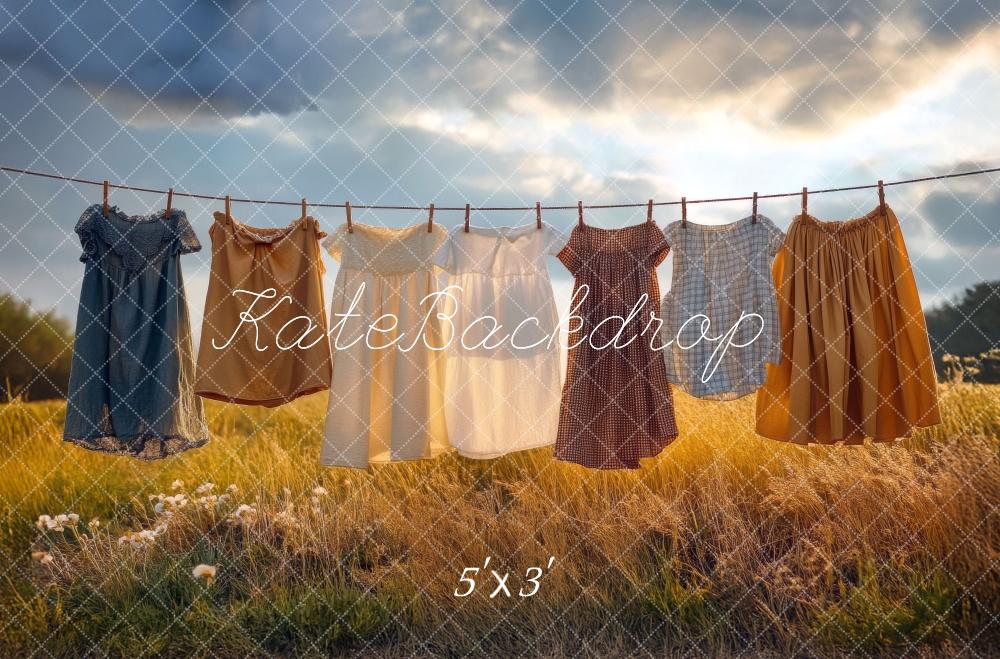 Kate Été Linge Corde à linge Toile de fond conçue par Mini MakeBelieve - Kate Backdrop FR
