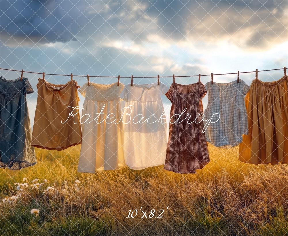 Kate Été Linge Corde à linge Toile de fond conçue par Mini MakeBelieve - Kate Backdrop FR