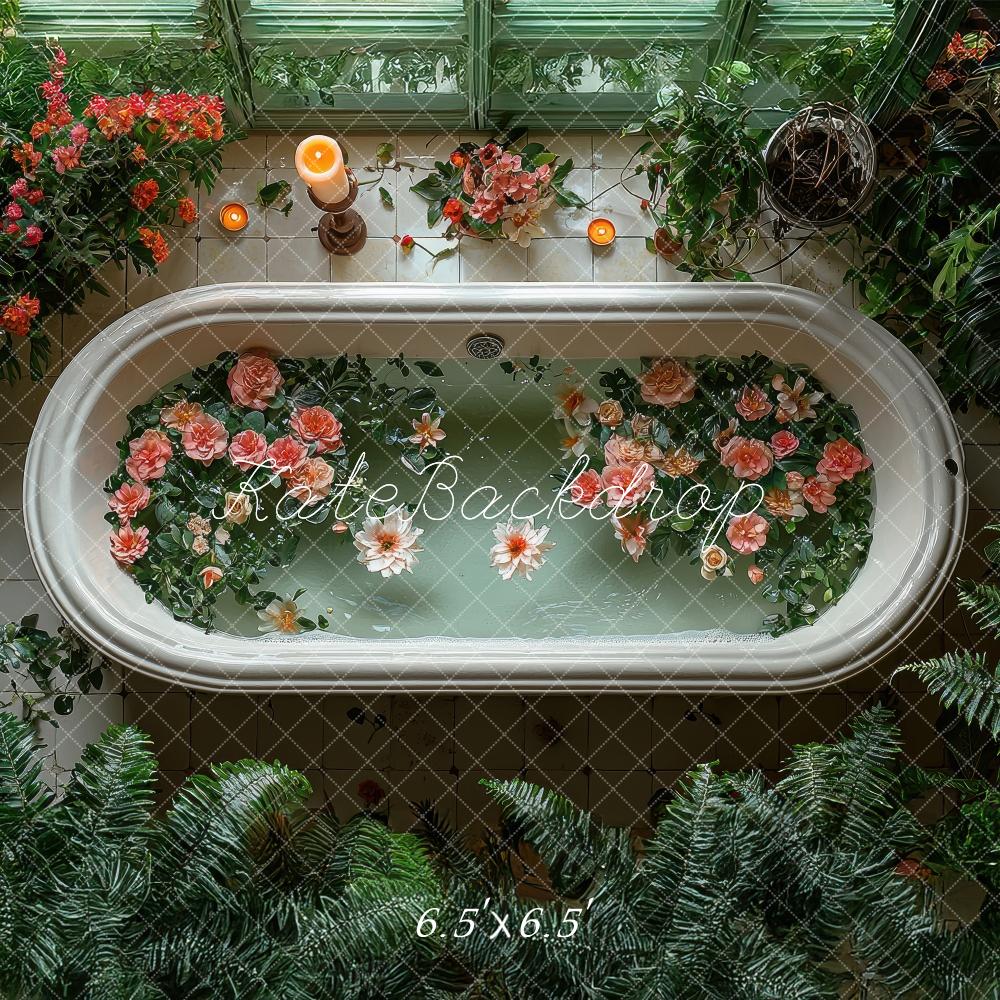 Kate Fleurs Baignoire Verdure Toile de fond conçue par Laura Bybee - Kate Backdrop FR