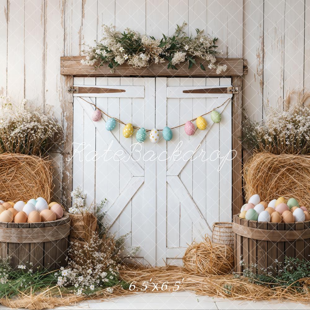 Kate Pâques Œufs Grange Porte Bois Toile de fond conçue par Emetselch - Kate Backdrop FR