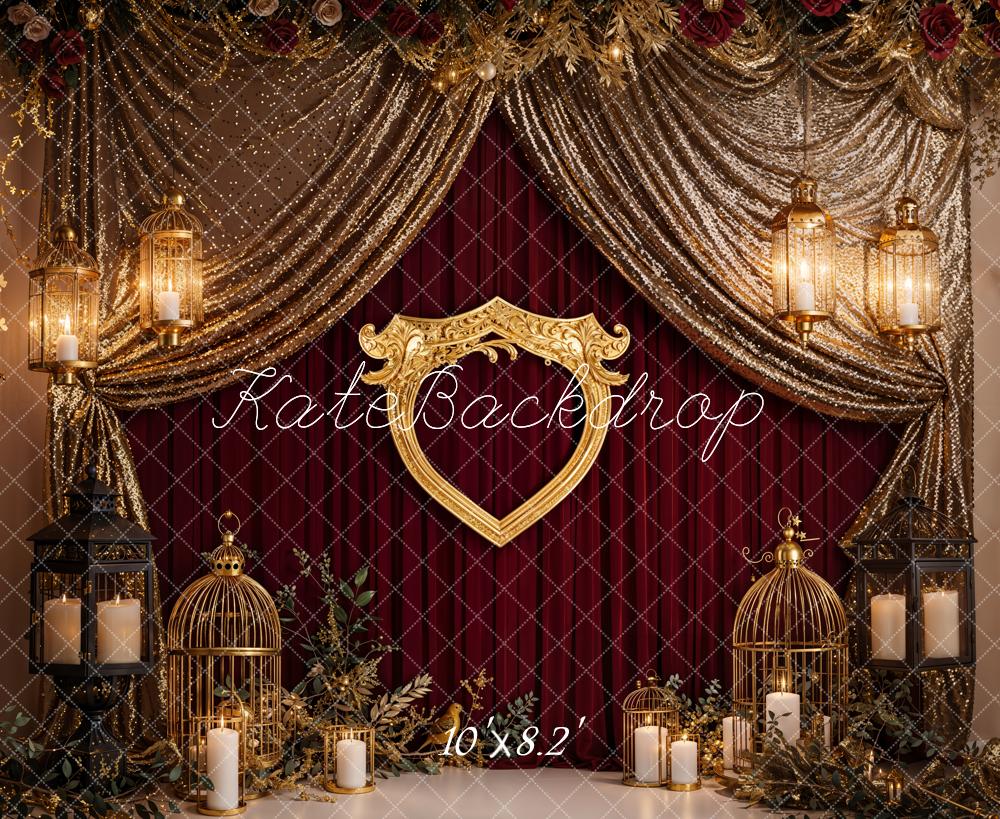 Kate Cadre Bougies Rideaux Doré Élégant Toile de fond conçue par Emetselch - Kate Backdrop FR