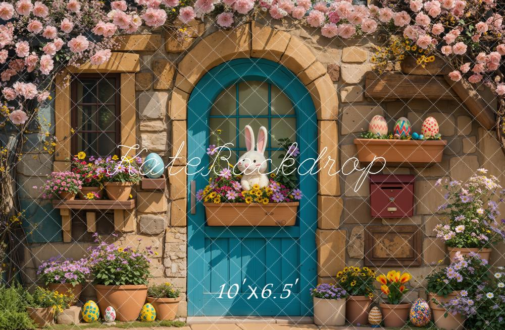 Kate Pâques Lapin Maison Fleurs Lumière du soleil Toile de fond conçue par Emetselch - Kate Backdrop FR