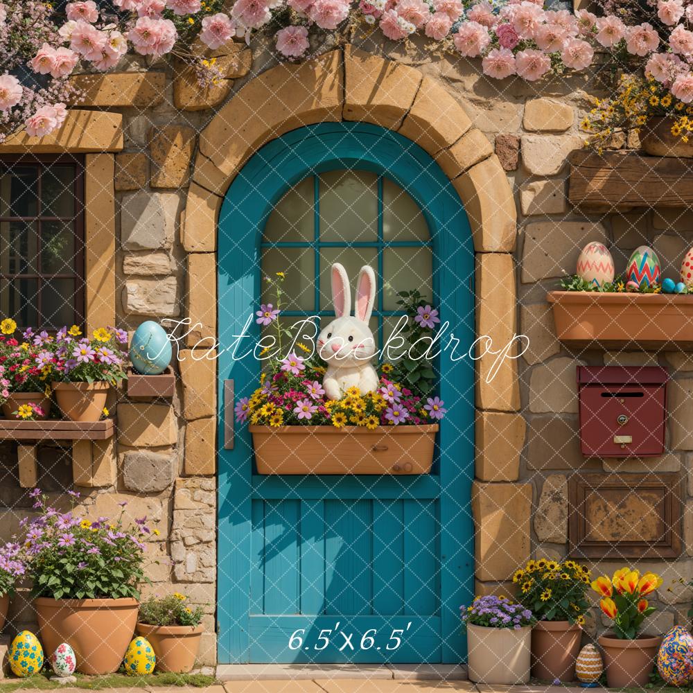 Kate Pâques Lapin Maison Fleurs Lumière du soleil Toile de fond conçue par Emetselch - Kate Backdrop FR