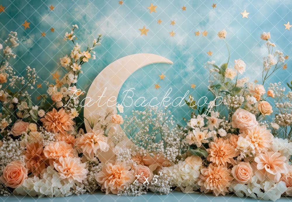 Kate Lune Fleurs Rose Ciel étoilé Toile de fond conçue par Patty Roberts - Kate Backdrop FR