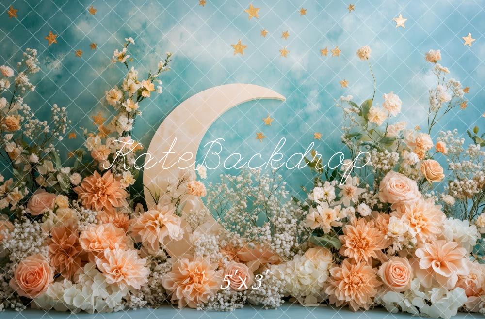Kate Lune Fleurs Rose Ciel étoilé Toile de fond conçue par Patty Roberts - Kate Backdrop FR