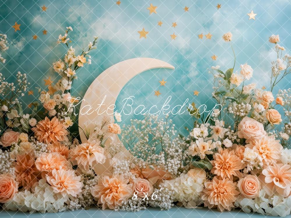 Kate Lune Fleurs Rose Ciel étoilé Toile de fond conçue par Patty Roberts - Kate Backdrop FR