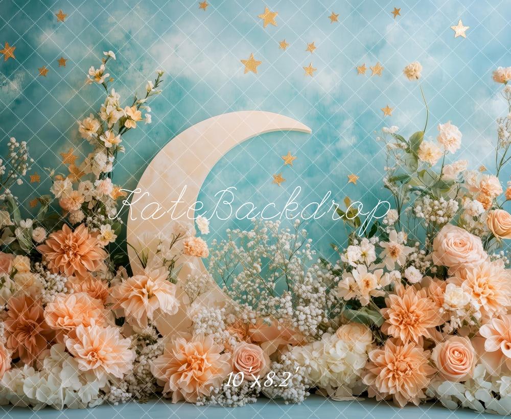 Kate Lune Fleurs Rose Ciel étoilé Toile de fond conçue par Patty Roberts - Kate Backdrop FR