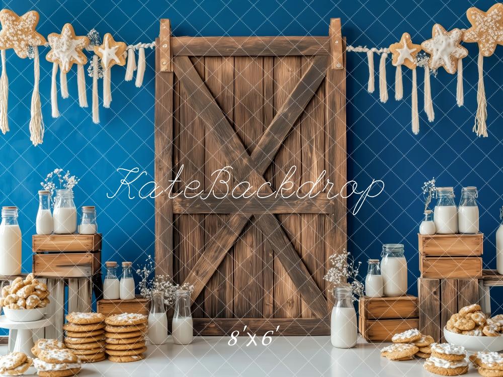 Kate Porte en Bois Lait Biscuits Rustique Toile de fond conçue par Patty Roberts - Kate Backdrop FR