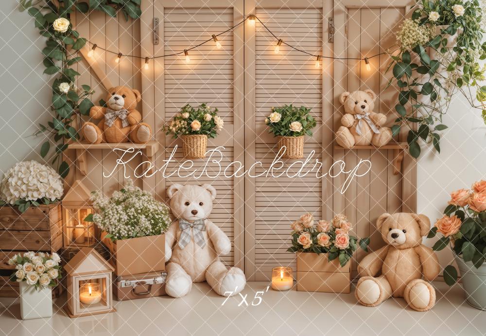 Kate Anniversaire Ours en peluche Porte Lumières Toile de fond conçue par Emetselch - Kate Backdrop FR