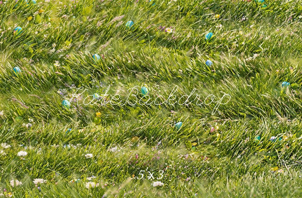 Kate Pâques Œuf Vert Prairie Sol Toile de fond conçue par Emetselch - Kate Backdrop FR