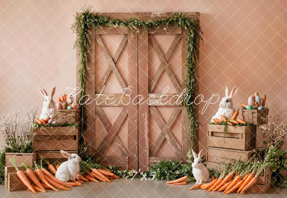 Kate Pâques Lapin Rustique Porte Carottes Toile de fond conçue par Emetselch - Kate Backdrop FR