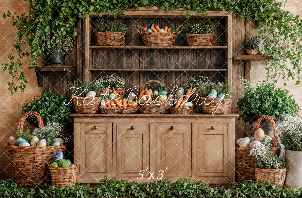 Kate Pâques Panier Bois Armoire Brun Toile de fond conçue par Emetselch - Kate Backdrop FR